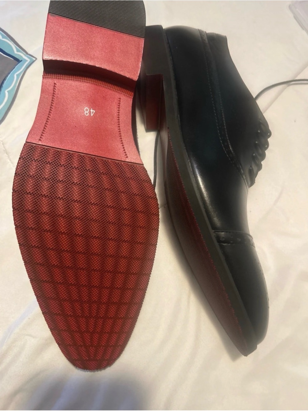 Black Leather Men's Dress Shoes with Red Sole